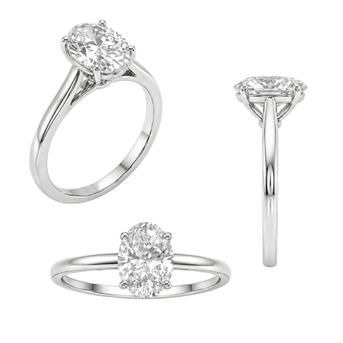 1.00-6.00 Carat T.W. Oval-cut IGI Certified IGI Certified Lab Grown Diamond (F/VS+) 14K Gold Solitaire Ring