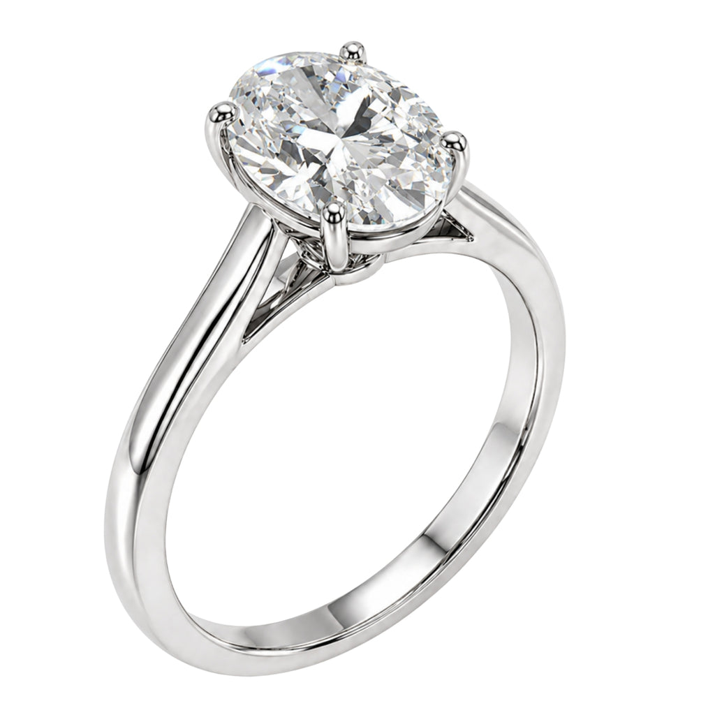 1.00-6.00 Carat T.W. Oval-cut IGI Certified IGI Certified Lab Grown Diamond (F/VS+) 14K Gold Solitaire Ring