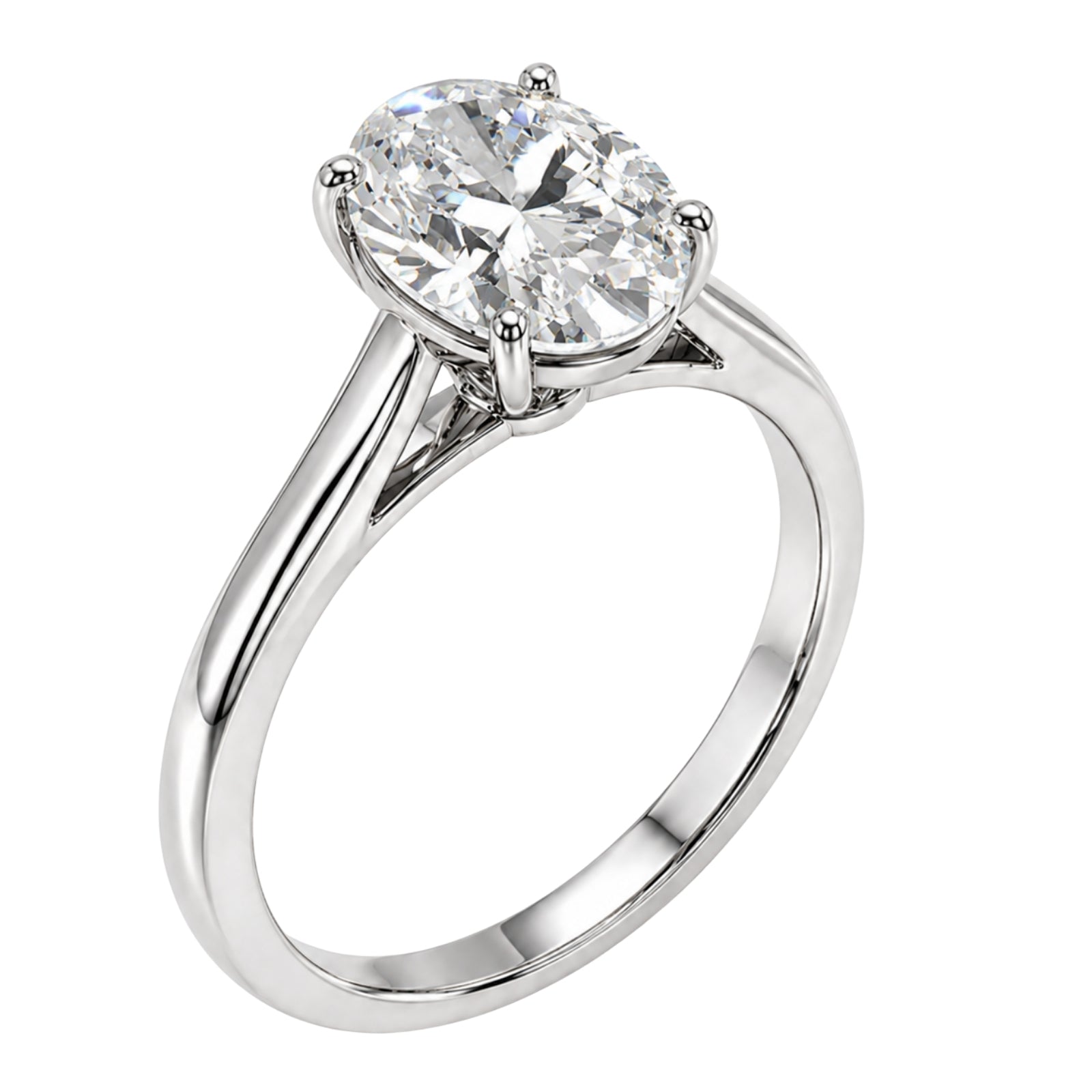 1.00-6.00 Carat T.W. Oval-cut IGI Certified IGI Certified Lab Grown Diamond (F/VS+) 14K Gold Solitaire Ring