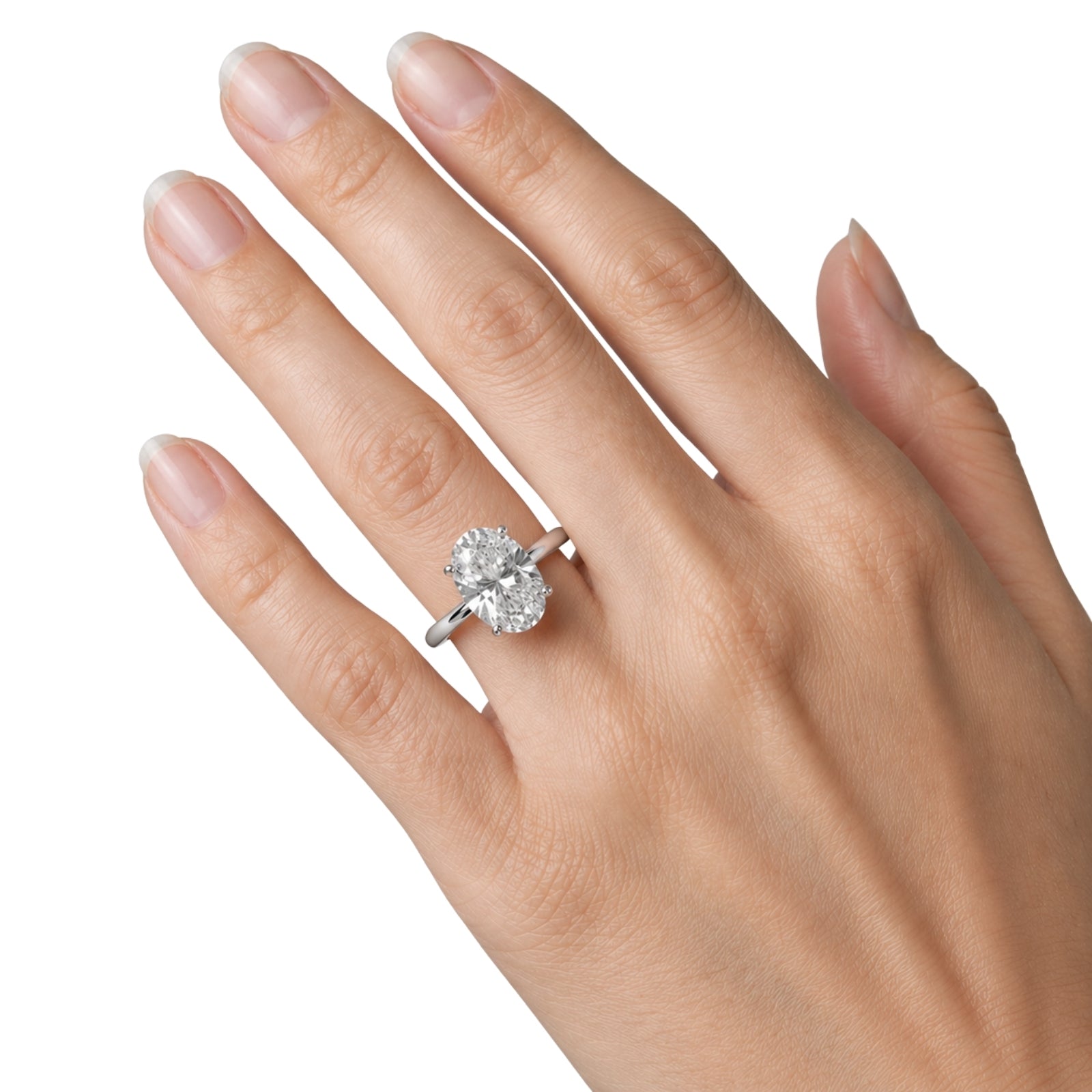 1.00-6.00 Carat T.W. Oval-cut IGI Certified IGI Certified Lab Grown Diamond (F/VS+) 14K Gold Solitaire Ring