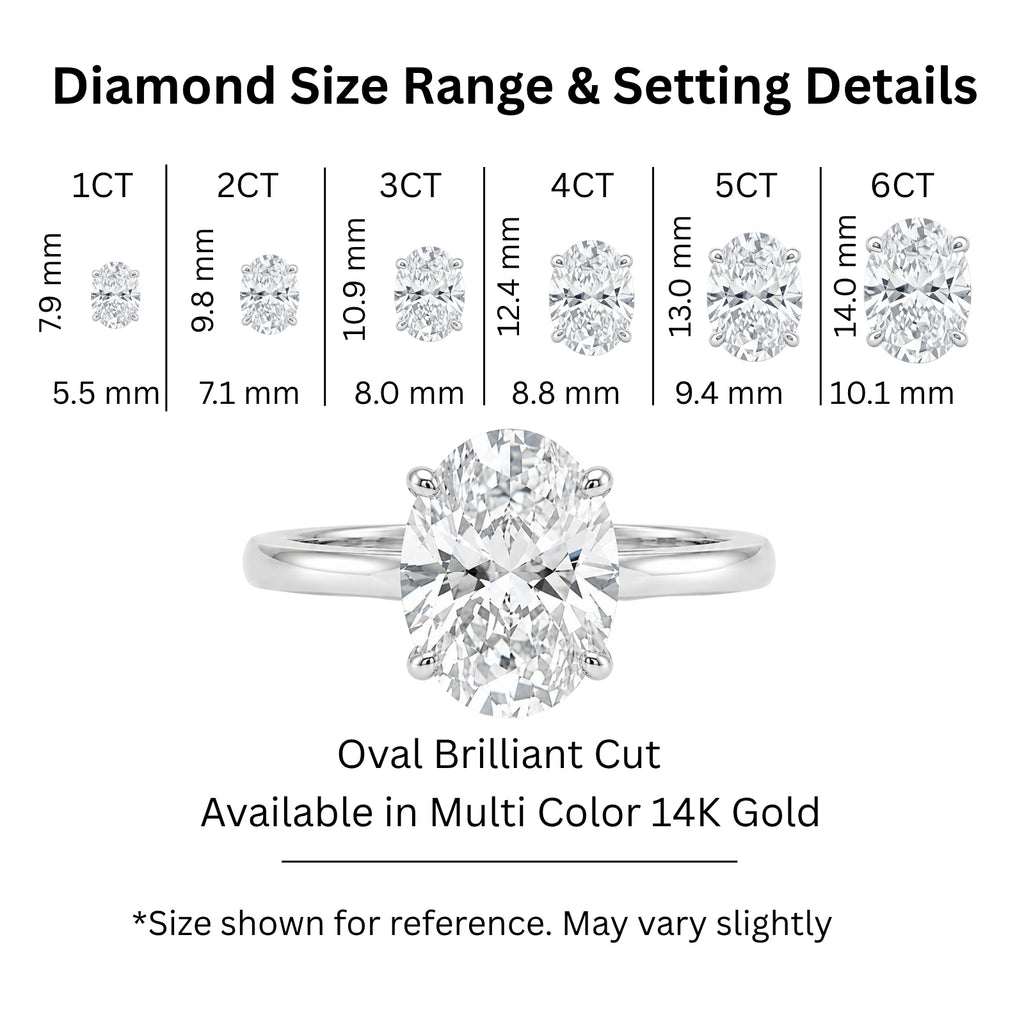 1.00-6.00 Carat T.W. Oval-cut IGI Certified IGI Certified Lab Grown Diamond (F/VS+) 14K Gold Solitaire Ring