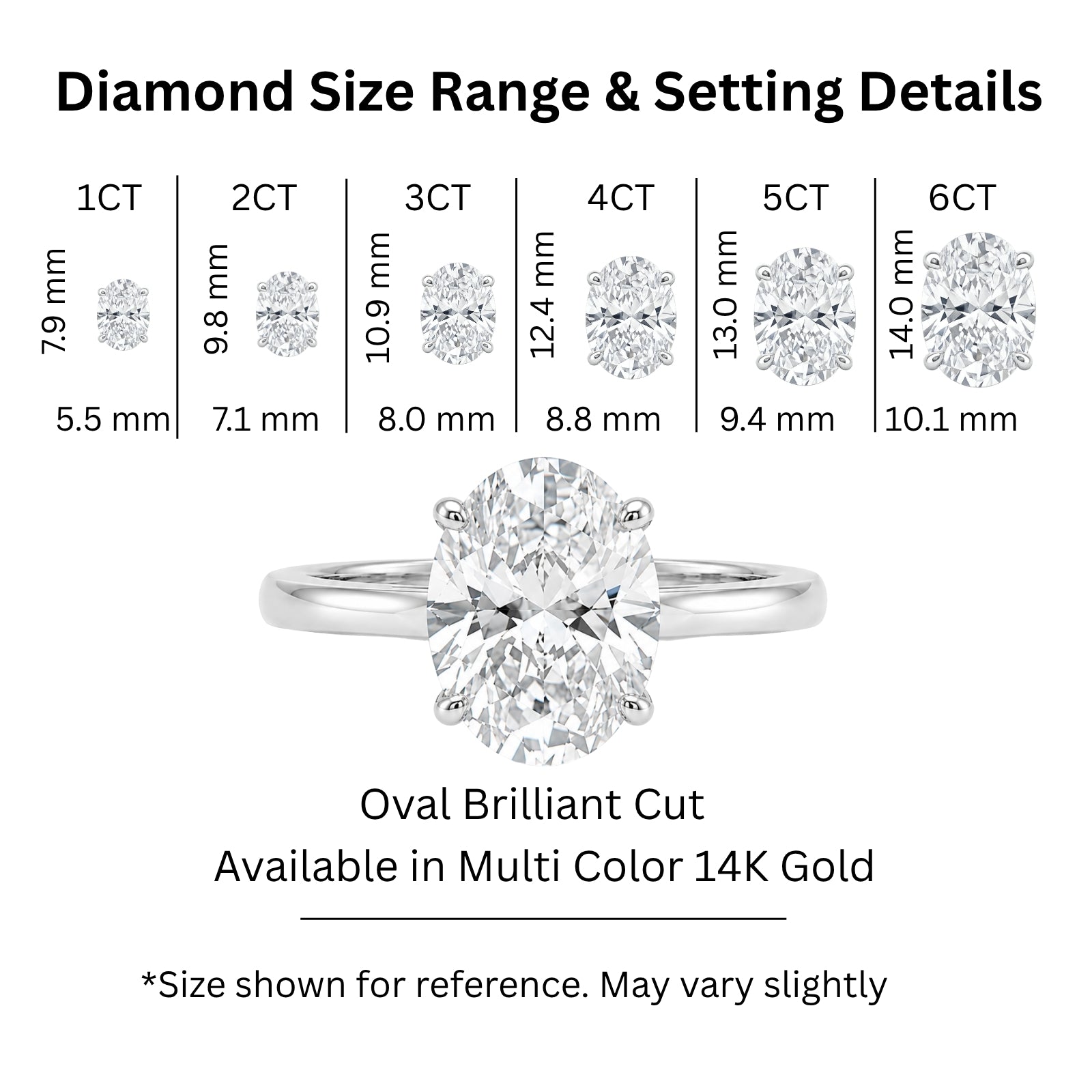 1.00-6.00 Carat T.W. Oval-cut IGI Certified IGI Certified Lab Grown Diamond (F/VS+) 14K Gold Solitaire Ring