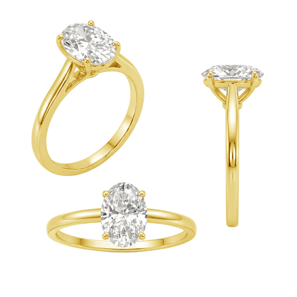 1.00-6.00 Carat T.W. Oval-cut IGI Certified IGI Certified Lab Grown Diamond (F/VS+) 14K Gold Solitaire Ring