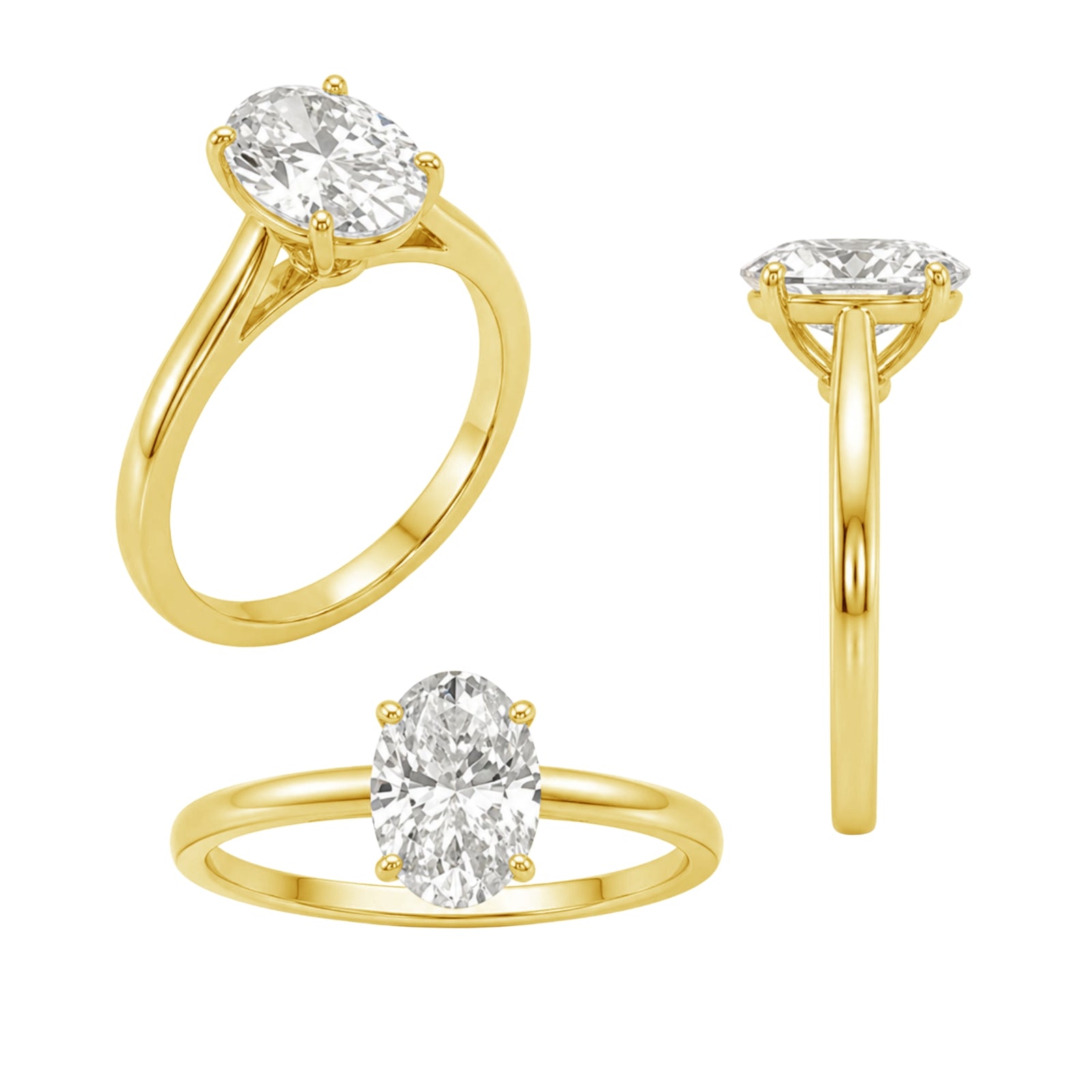 1.00-6.00 Carat T.W. Oval-cut IGI Certified IGI Certified Lab Grown Diamond (F/VS+) 14K Gold Solitaire Ring