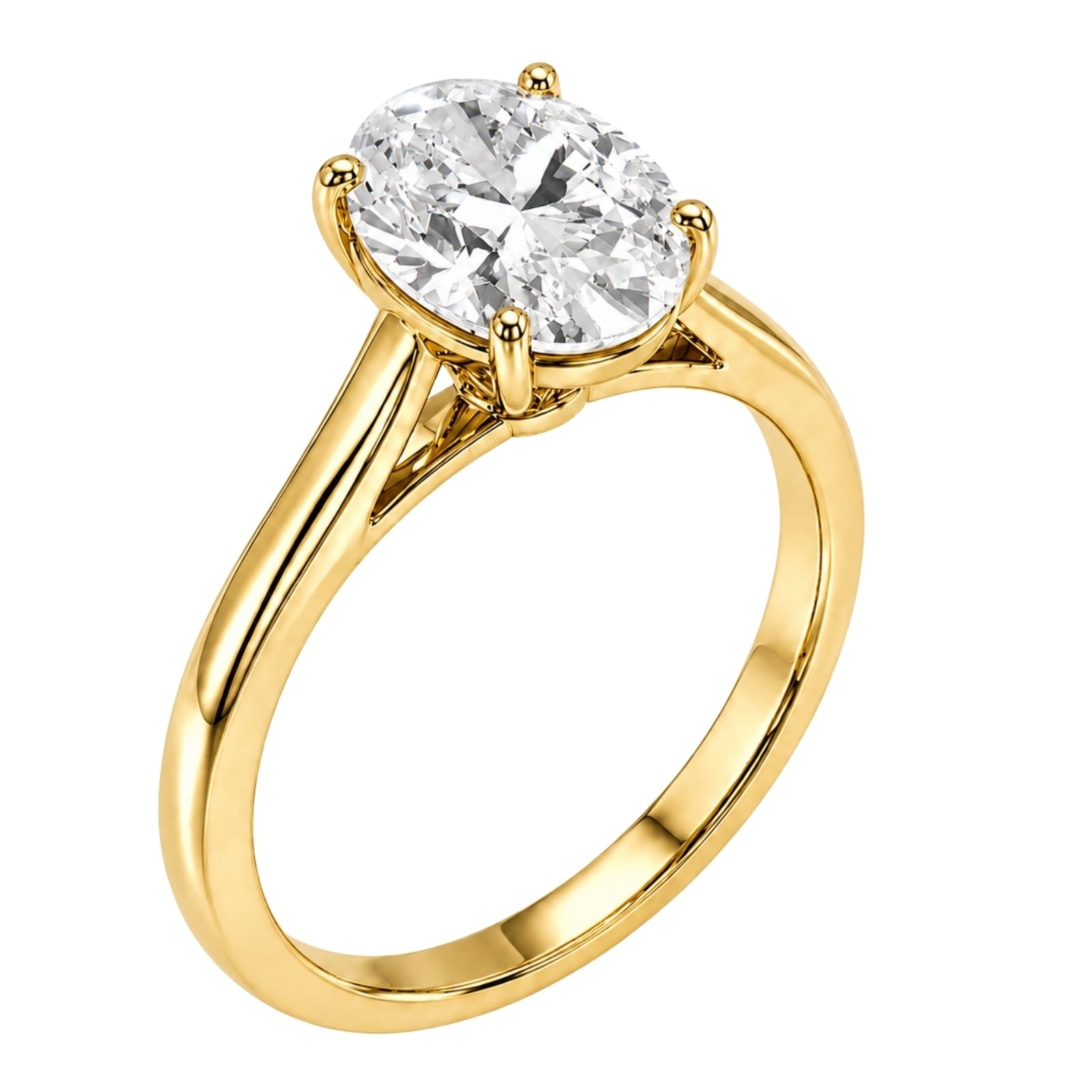 1.00-6.00 Carat T.W. Oval-cut IGI Certified IGI Certified Lab Grown Diamond (F/VS+) 14K Gold Solitaire Ring