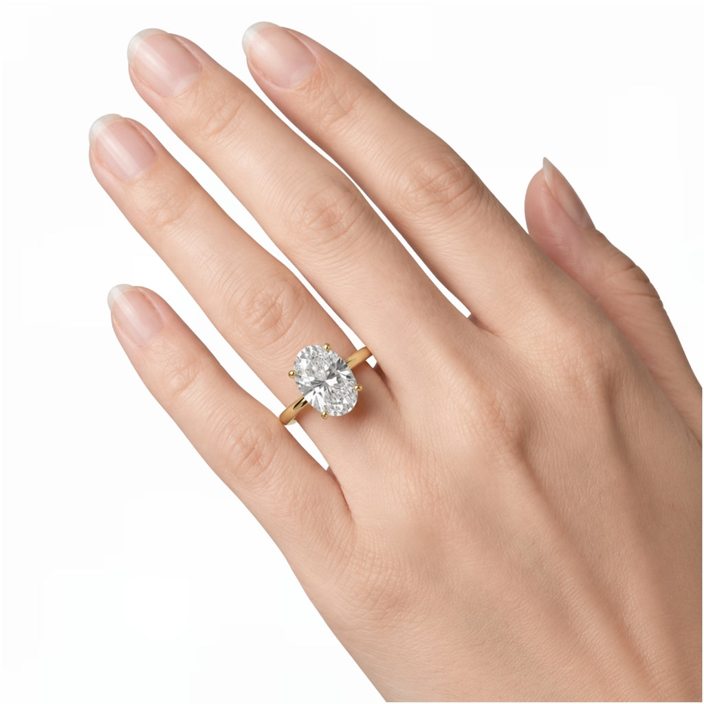 1.00-6.00 Carat T.W. Oval-cut IGI Certified IGI Certified Lab Grown Diamond (F/VS+) 14K Gold Solitaire Ring