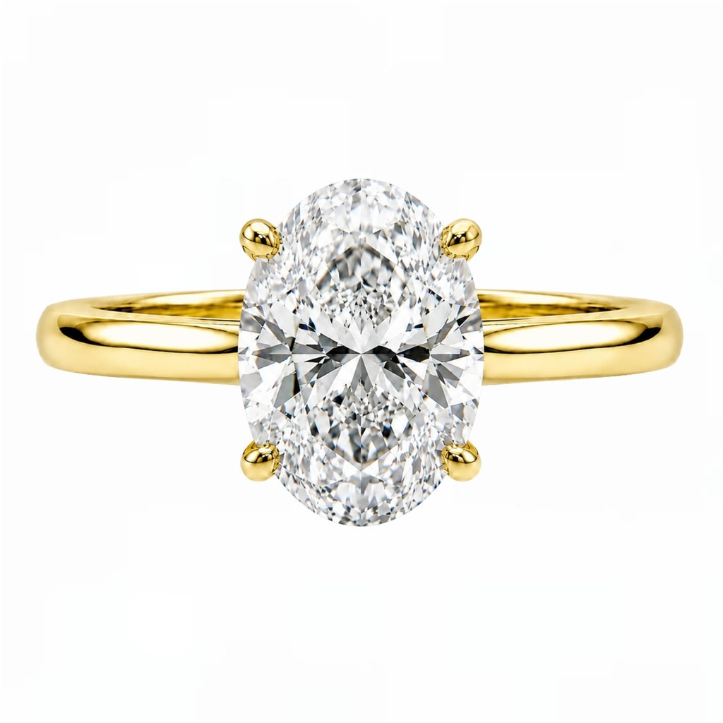 1.00-6.00 Carat T.W. Oval-cut IGI Certified IGI Certified Lab Grown Diamond (F/VS+) 14K Gold Solitaire Ring