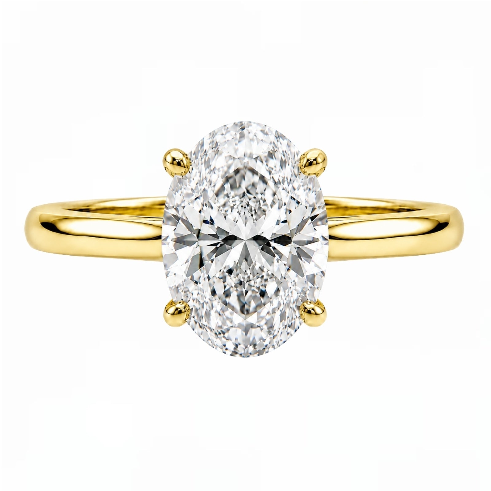 1.00-6.00 Carat T.W. Oval-cut IGI Certified IGI Certified Lab Grown Diamond (F/VS+) 14K Gold Solitaire Ring