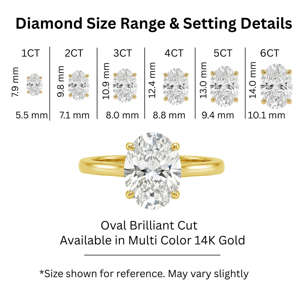 1.00-6.00 Carat T.W. Oval-cut IGI Certified IGI Certified Lab Grown Diamond (F/VS+) 14K Gold Solitaire Ring