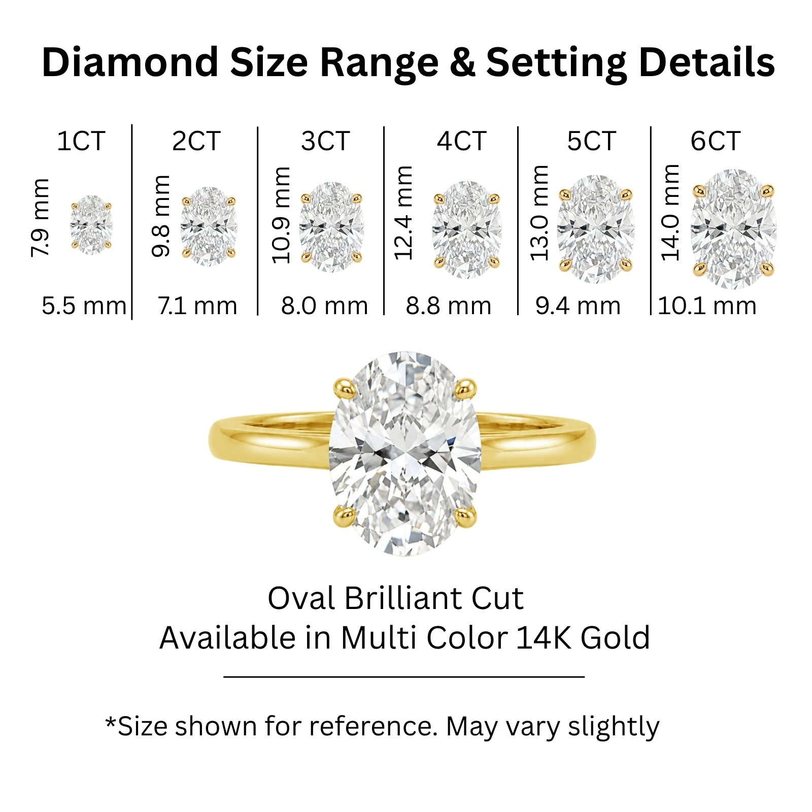 1.00-6.00 Carat T.W. Oval-cut IGI Certified IGI Certified Lab Grown Diamond (F/VS+) 14K Gold Solitaire Ring
