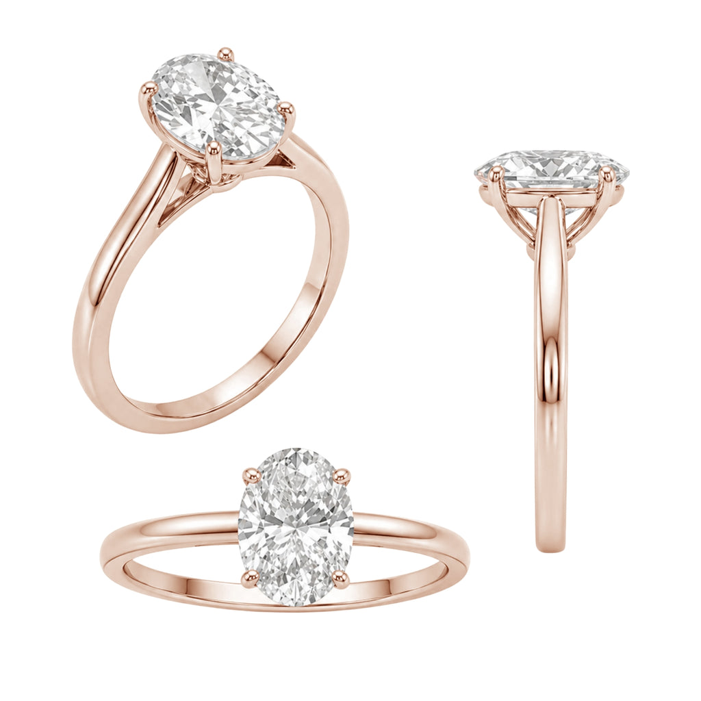 1.00-6.00 Carat T.W. Oval-cut IGI Certified IGI Certified Lab Grown Diamond (F/VS+) 14K Gold Solitaire Ring