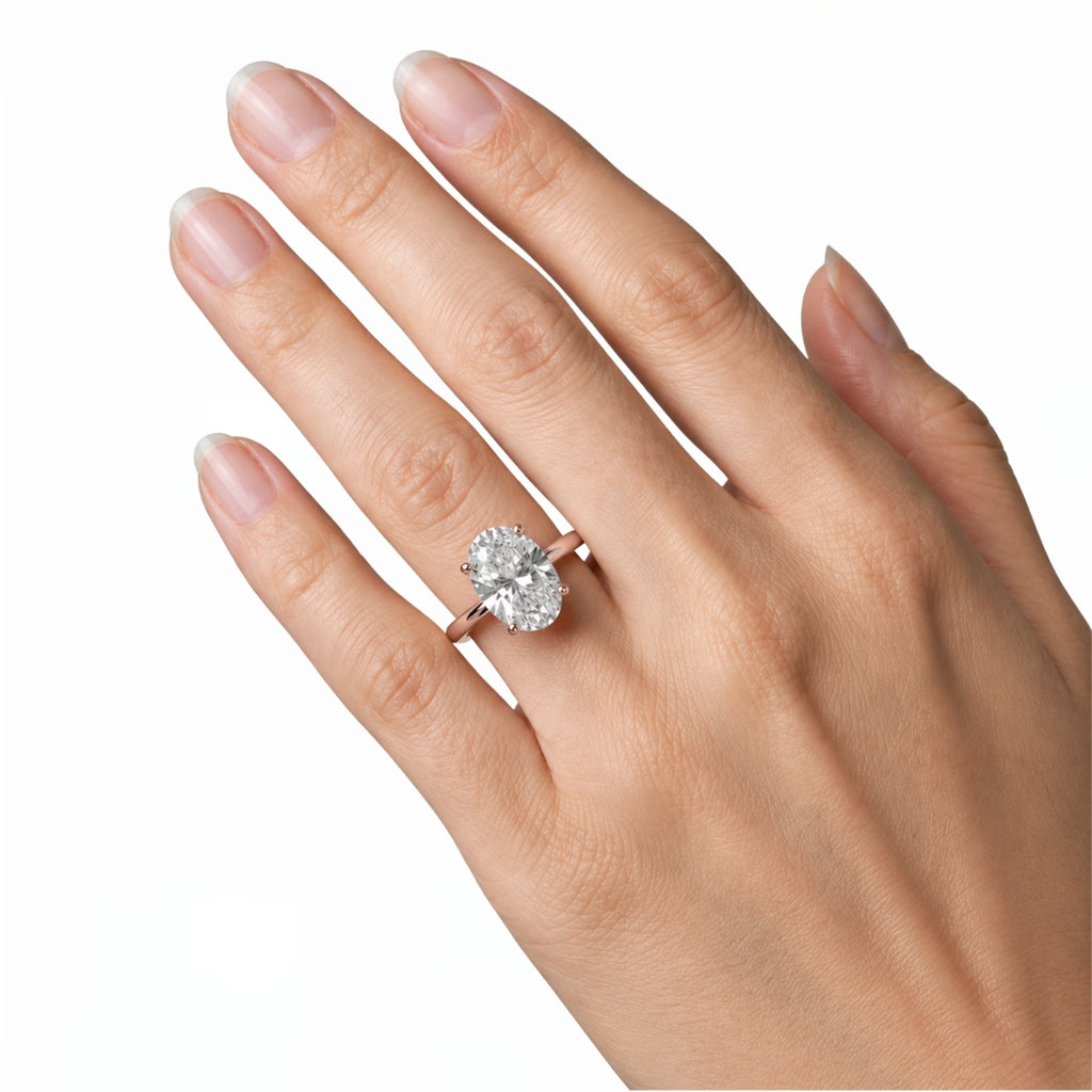 1.00-6.00 Carat T.W. Oval-cut IGI Certified IGI Certified Lab Grown Diamond (F/VS+) 14K Gold Solitaire Ring