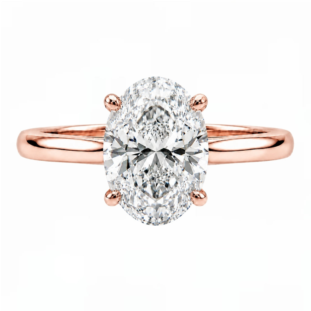 1.00-6.00 Carat T.W. Oval-cut IGI Certified IGI Certified Lab Grown Diamond (F/VS+) 14K Gold Solitaire Ring
