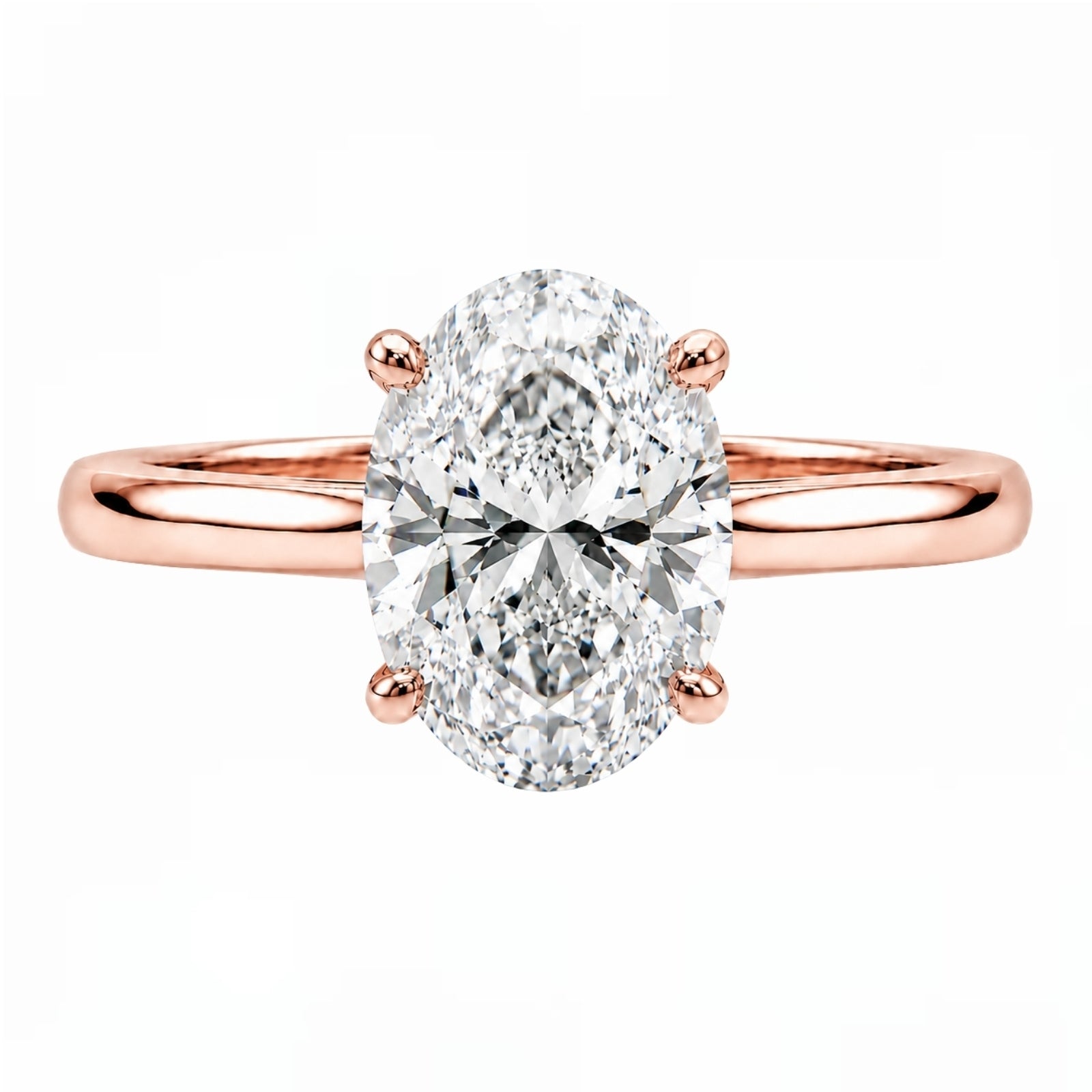 1.00-6.00 Carat T.W. Oval-cut IGI Certified IGI Certified Lab Grown Diamond (F/VS+) 14K Gold Solitaire Ring