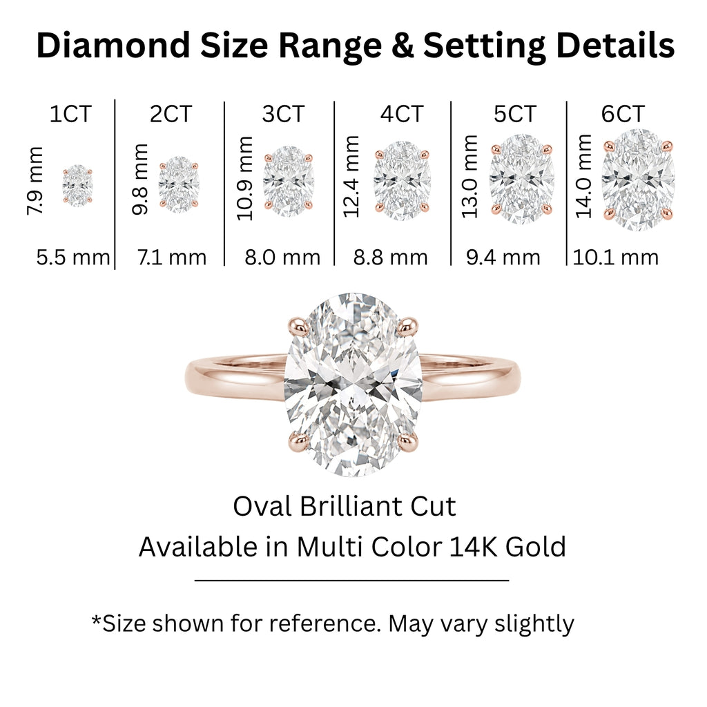 1.00-6.00 Carat T.W. Oval-cut IGI Certified IGI Certified Lab Grown Diamond (F/VS+) 14K Gold Solitaire Ring