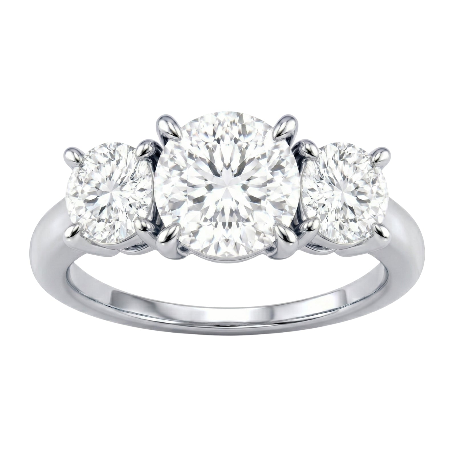 2.00-5.00 Carat T.W. Round-cut Lab Grown Diamond (F/VS+) 14K Gold 3 Stone Ring
