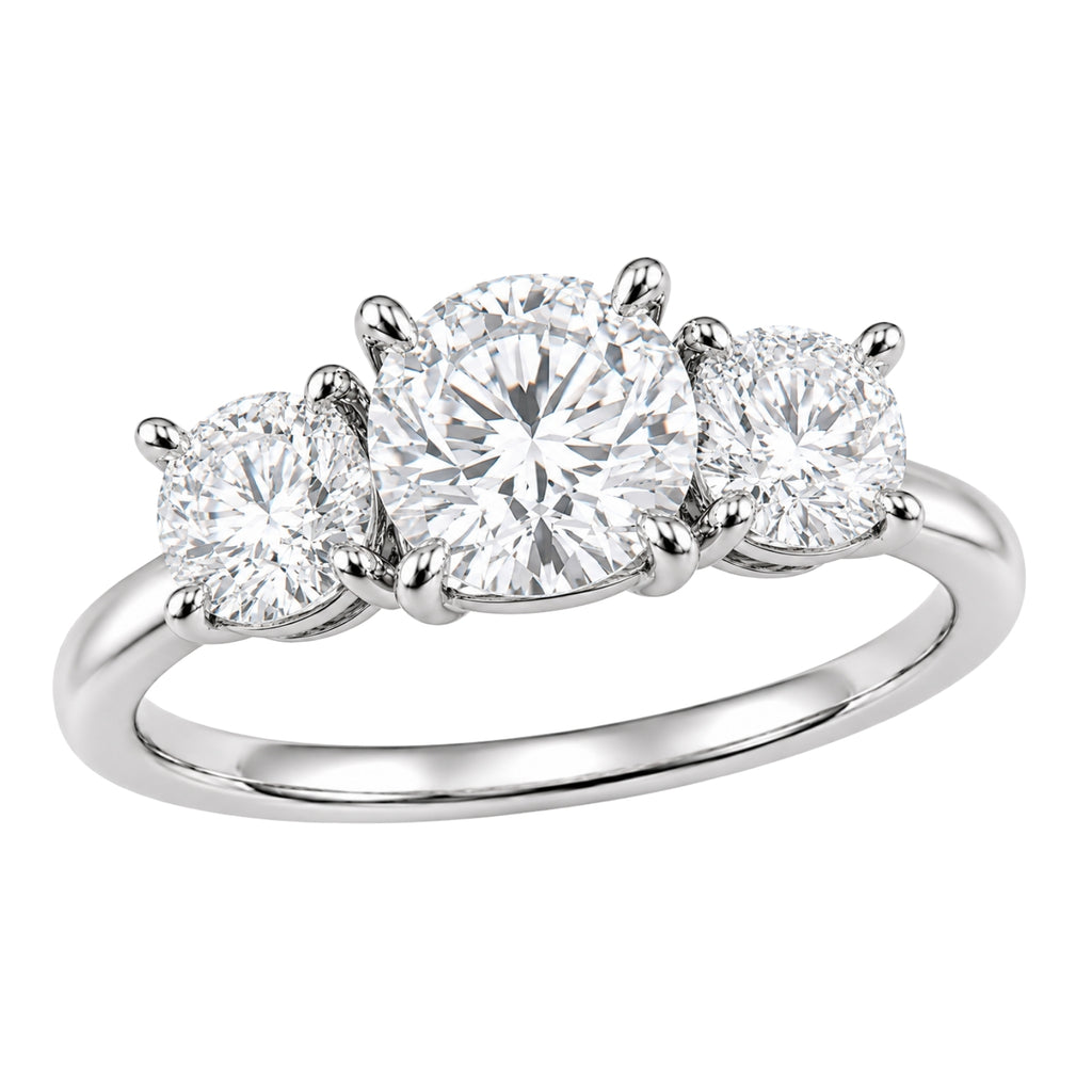2.00-5.00 Carat T.W. Round-cut Lab Grown Diamond (F/VS+) 14K Gold 3 Stone Ring
