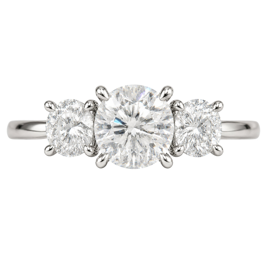 2.00-5.00 Carat T.W. Round-cut Lab Grown Diamond (F/VS+) 14K Gold 3 Stone Ring