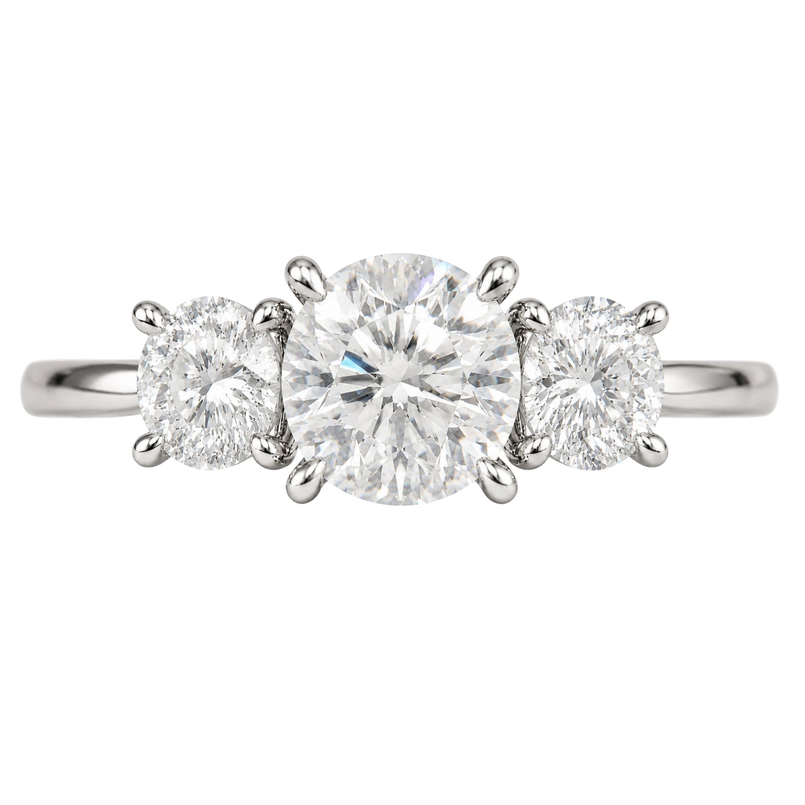 2.00-5.00 Carat T.W. Round-cut Lab Grown Diamond (F/VS+) 14K Gold 3 Stone Ring