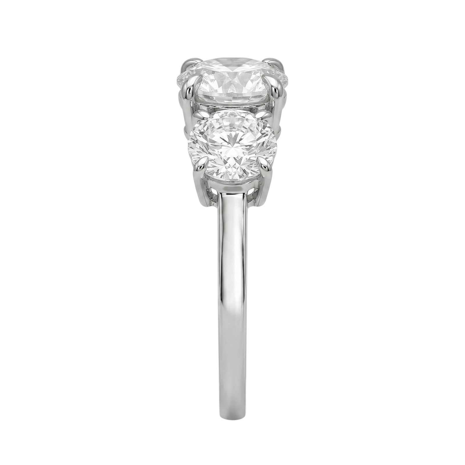 2.00-5.00 Carat T.W. Round-cut Lab Grown Diamond (F/VS+) 14K Gold 3 Stone Ring