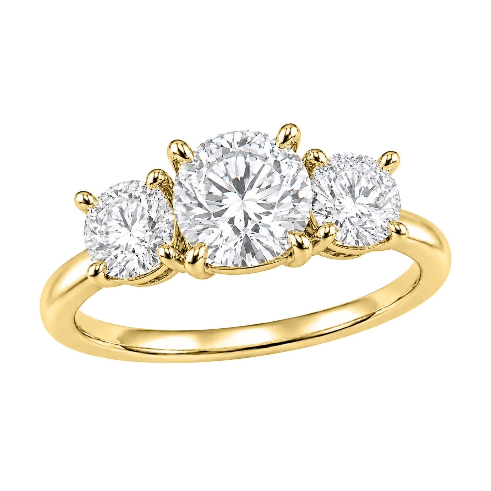 2.00-5.00 Carat T.W. Round-cut Lab Grown Diamond (F/VS+) 14K Gold 3 Stone Ring