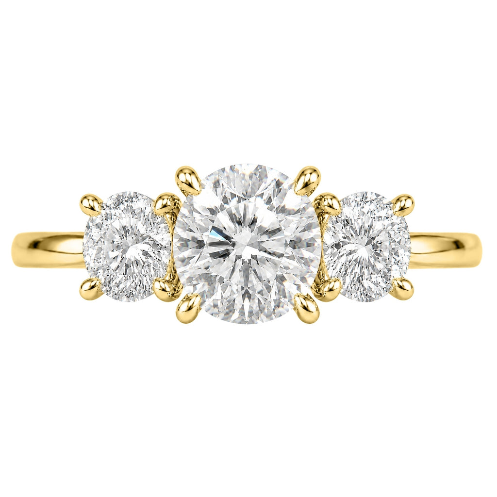 2.00-5.00 Carat T.W. Round-cut Lab Grown Diamond (F/VS+) 14K Gold 3 Stone Ring