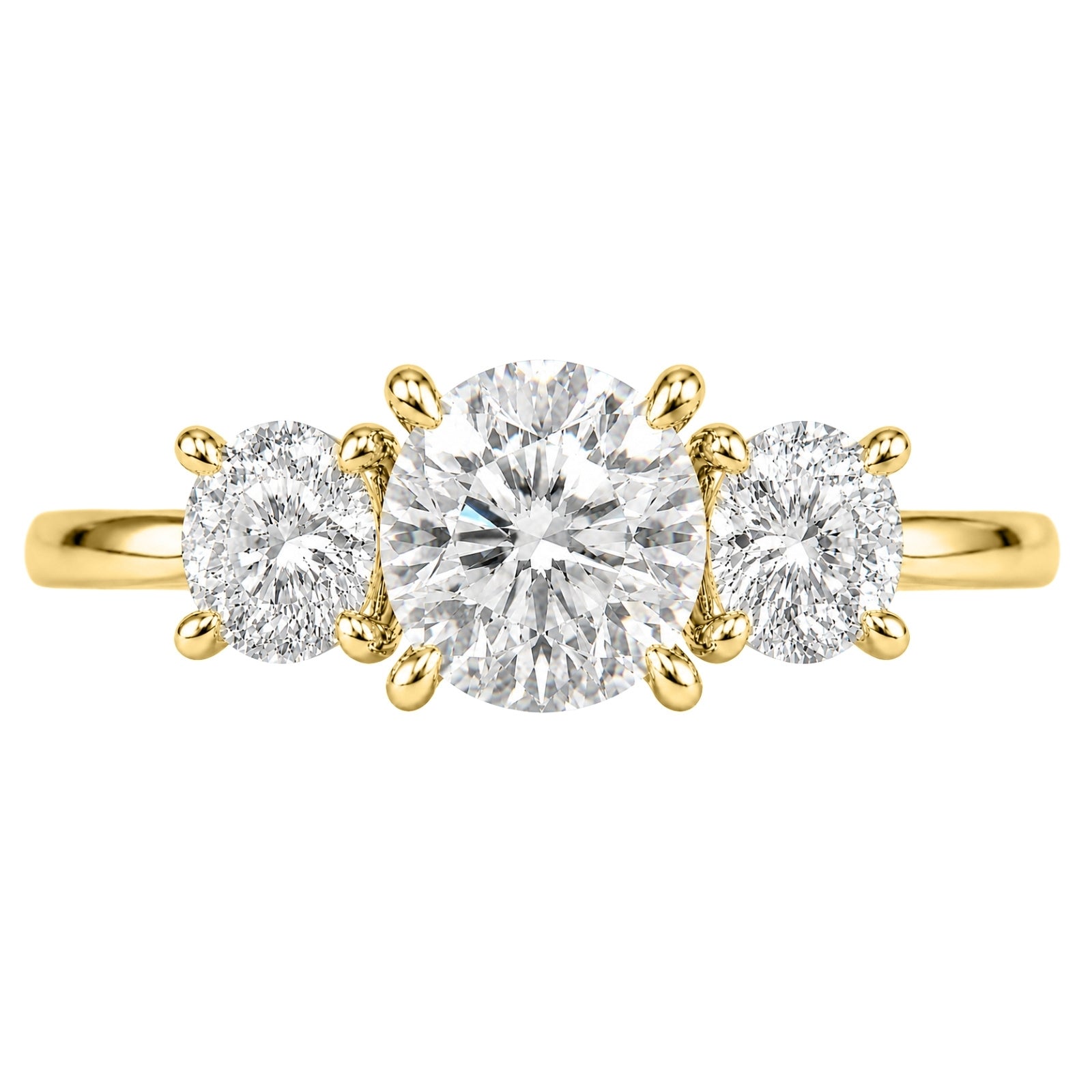 2.00-5.00 Carat T.W. Round-cut Lab Grown Diamond (F/VS+) 14K Gold 3 Stone Ring