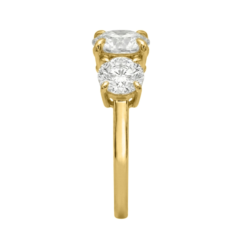 2.00-5.00 Carat T.W. Round-cut Lab Grown Diamond (F/VS+) 14K Gold 3 Stone Ring