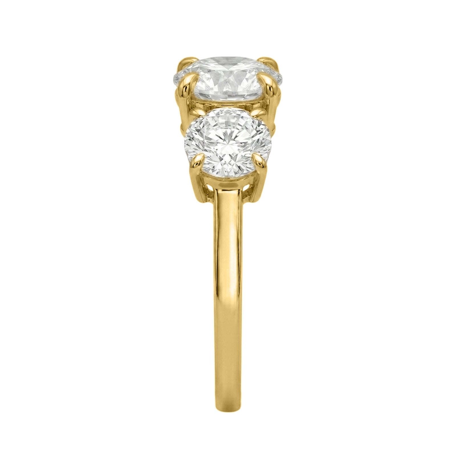 2.00-5.00 Carat T.W. Round-cut Lab Grown Diamond (F/VS+) 14K Gold 3 Stone Ring