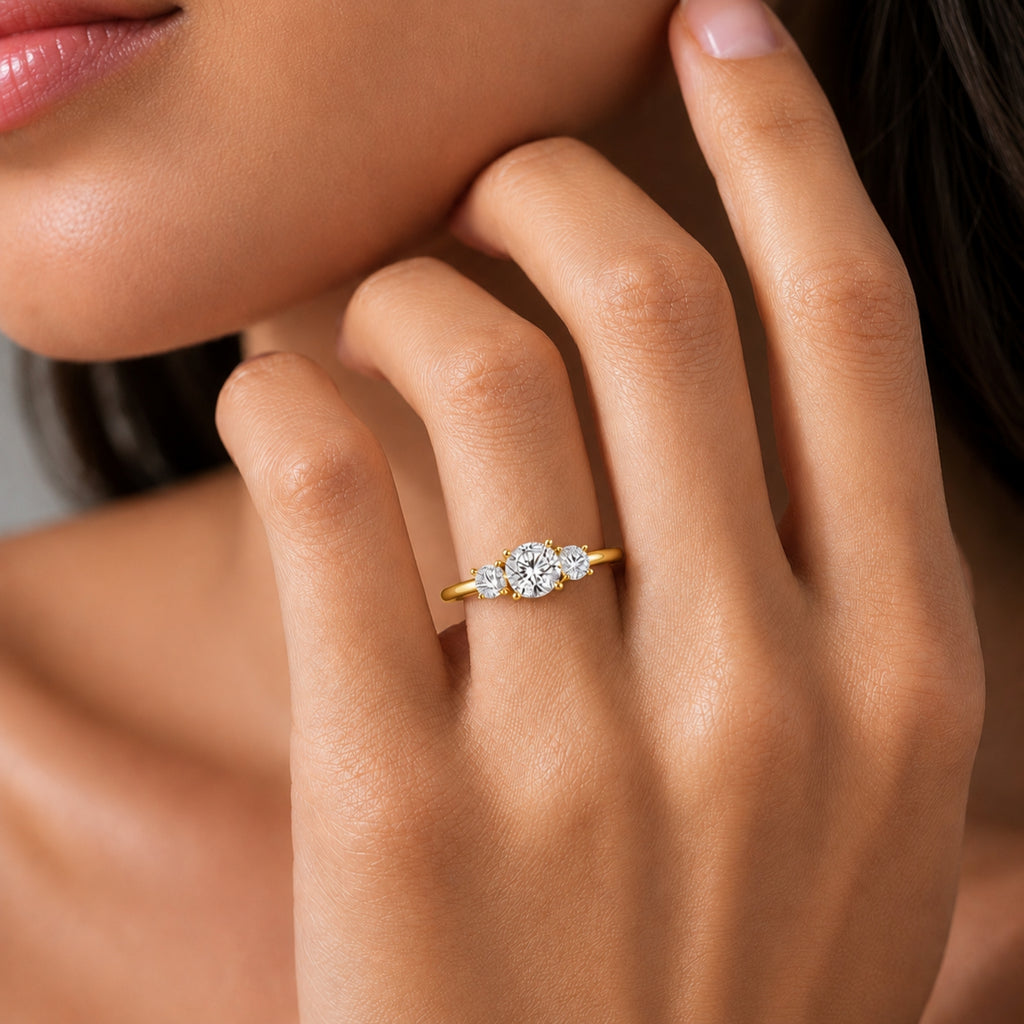Diamonair 3 Stone Ring Set - Lab Grown Diamond 14K Gold 3 Stone Ring