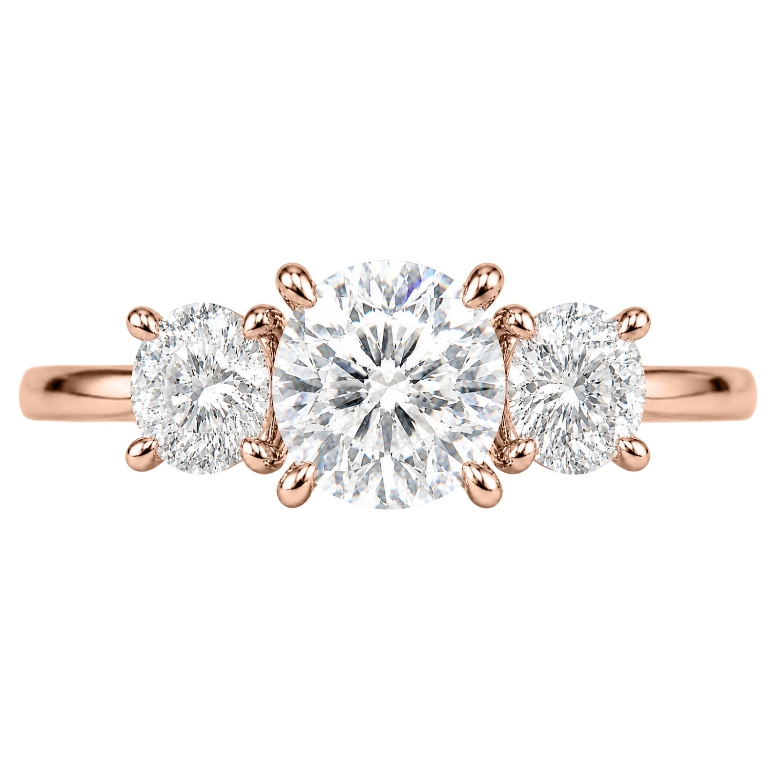 2.00-5.00 Carat T.W. Round-cut Lab Grown Diamond (F/VS+) 14K Gold 3 Stone Ring