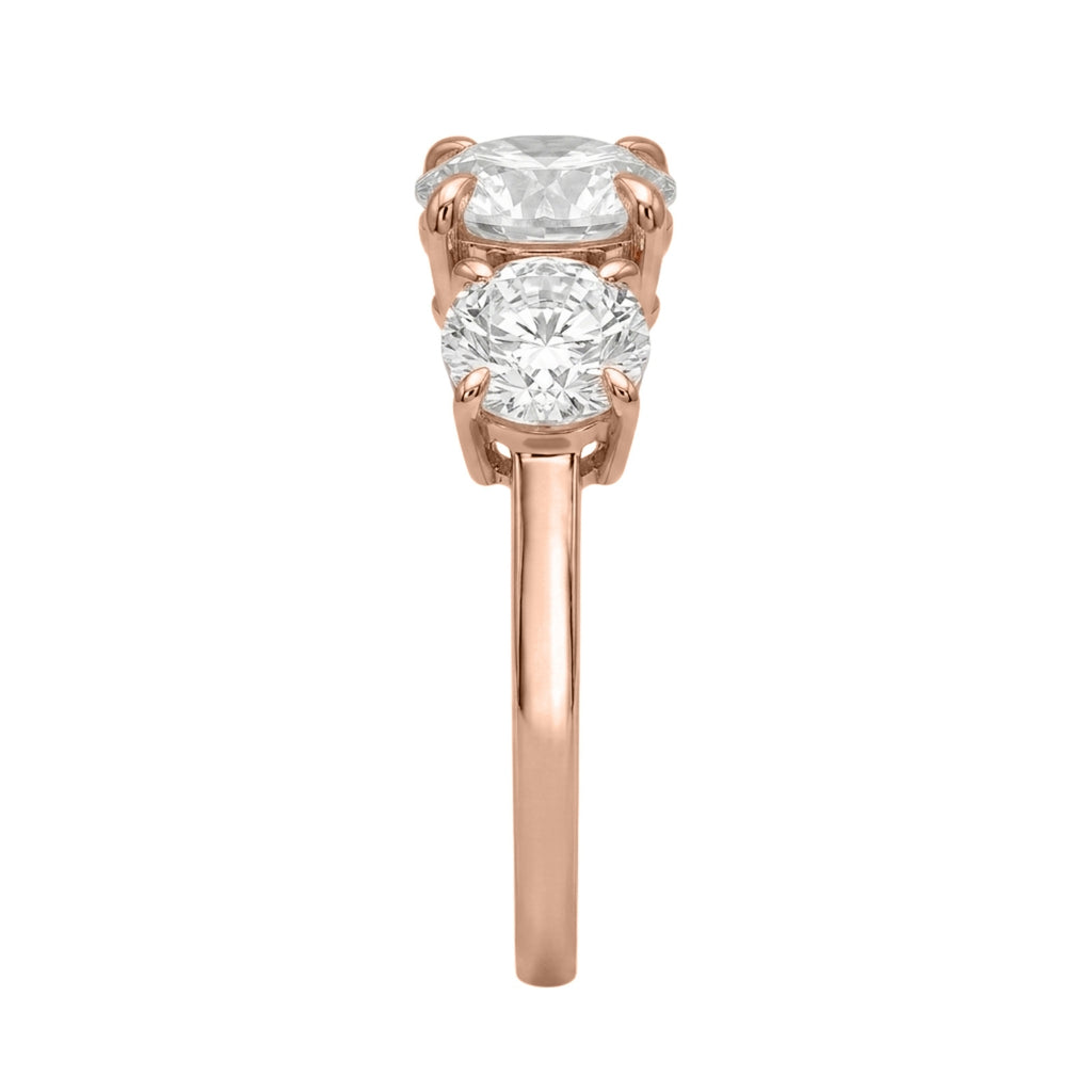 2.00-5.00 Carat T.W. Round-cut Lab Grown Diamond (F/VS+) 14K Gold 3 Stone Ring