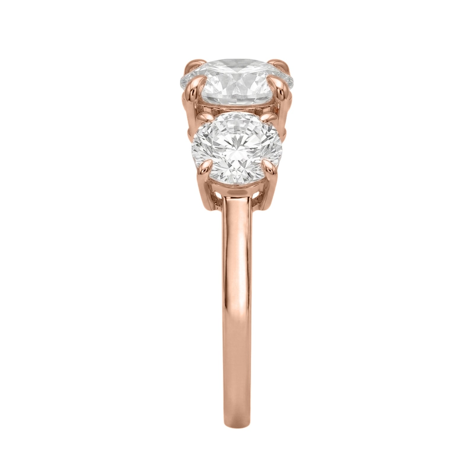 2.00-5.00 Carat T.W. Round-cut Lab Grown Diamond (F/VS+) 14K Gold 3 Stone Ring