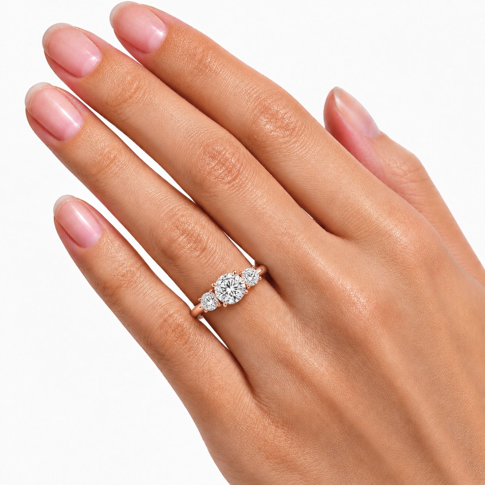 2.00-5.00 Carat T.W. Round-cut Lab Grown Diamond (F/VS+) 14K Gold 3 Stone Ring