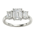 2.00-5.00 Carat T.W. Emerald-cut Lab Grown Diamond (F/VS+) 14K Gold 3 Stone Ring