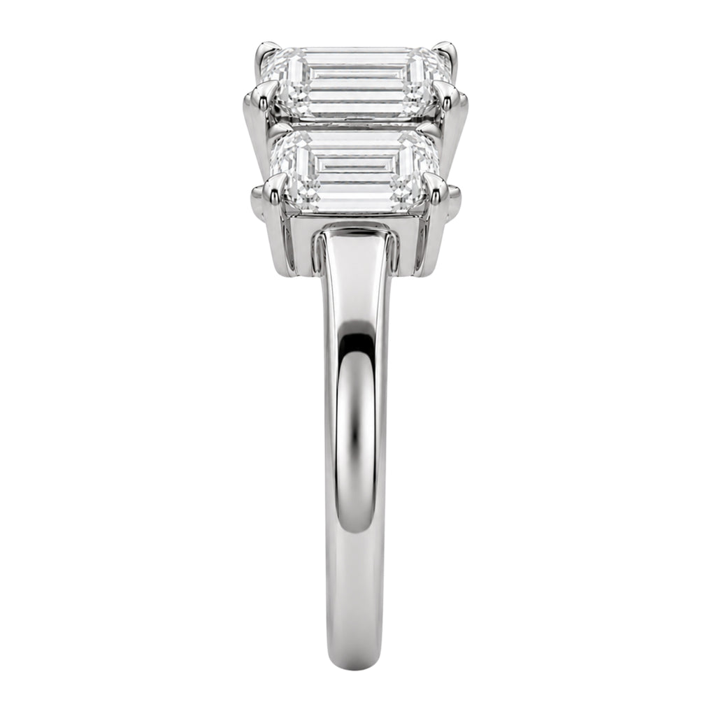 2.00-5.00 Carat T.W. Emerald-cut Lab Grown Diamond (F/VS+) 14K Gold 3 Stone Ring