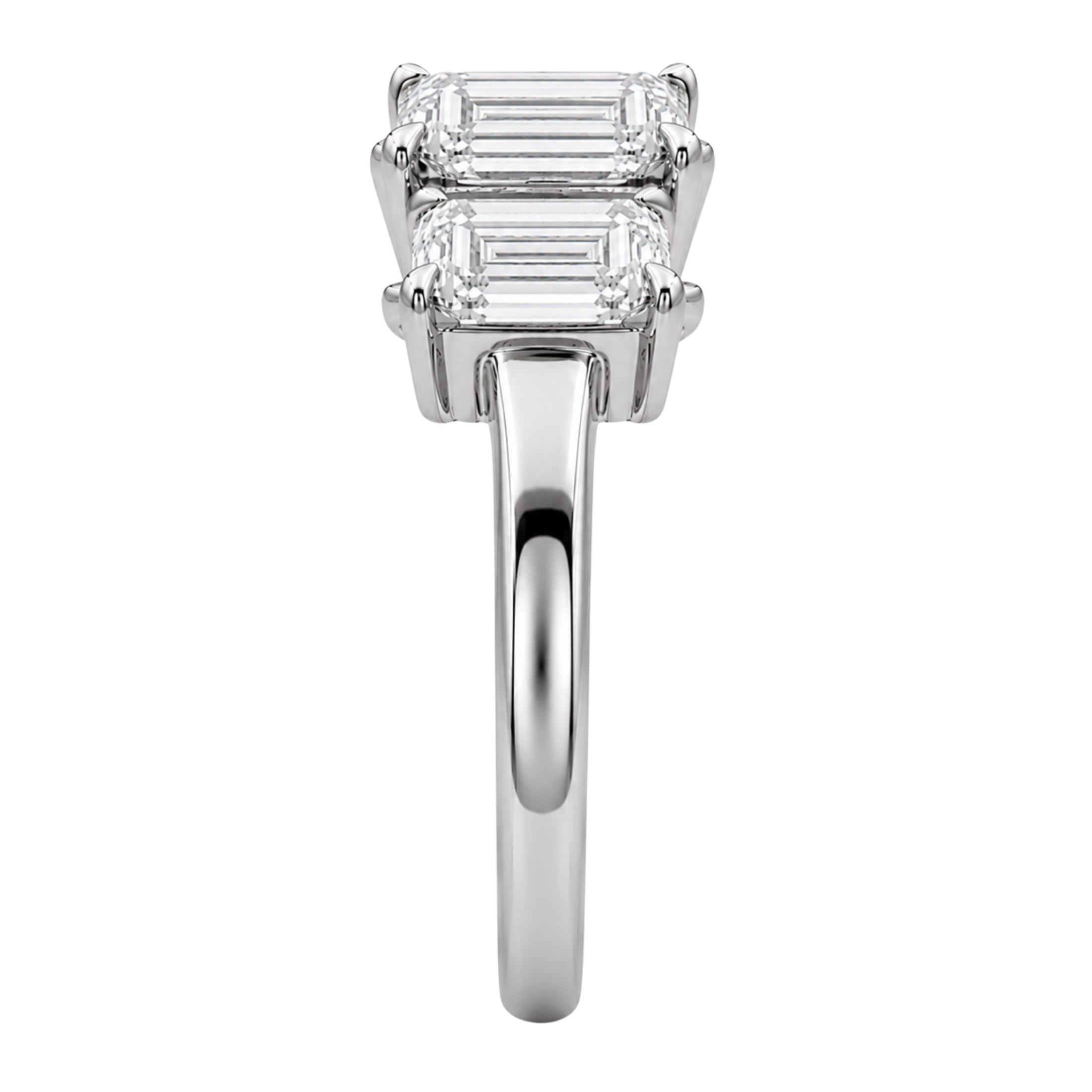2.00-5.00 Carat T.W. Emerald-cut Lab Grown Diamond (F/VS+) 14K Gold 3 Stone Ring