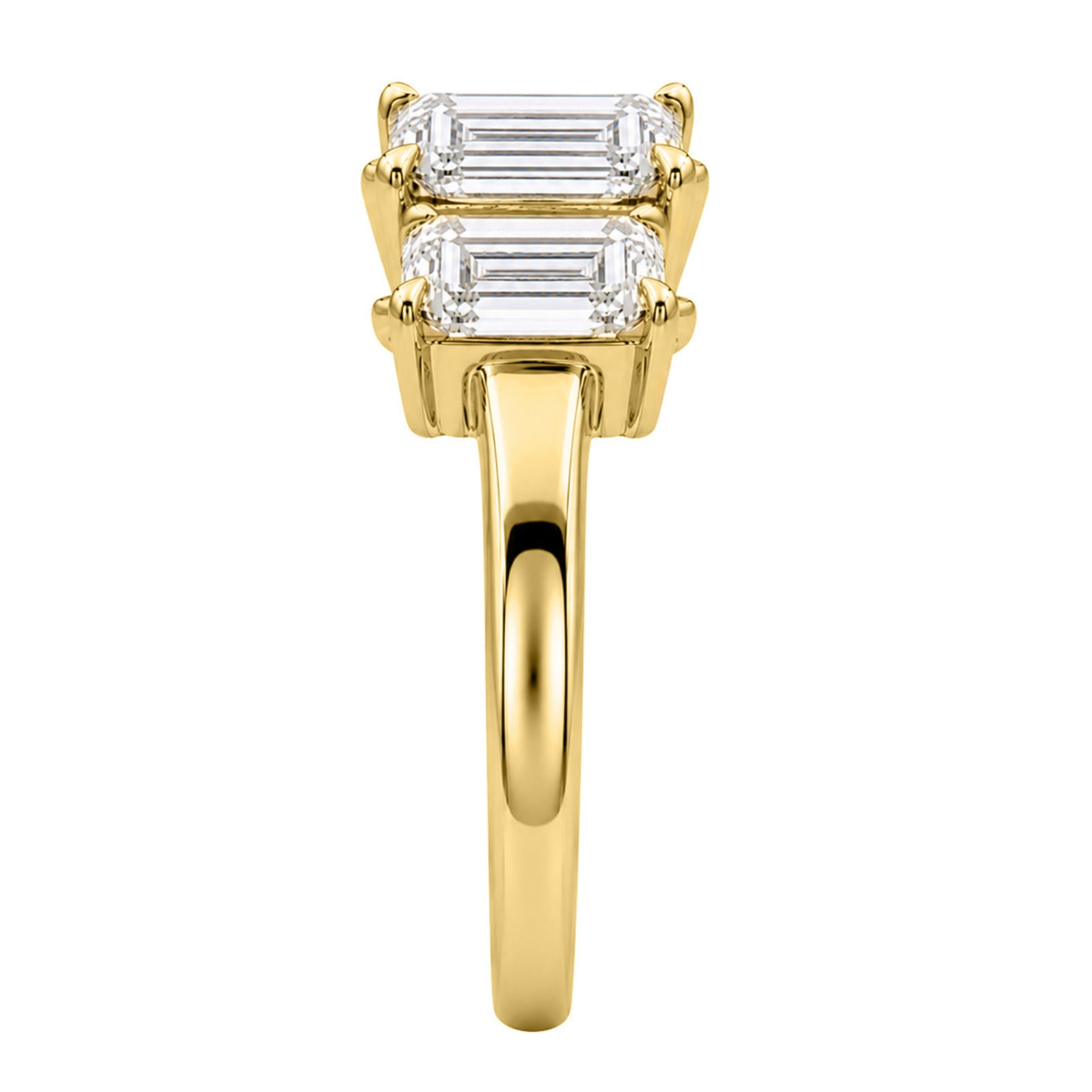 2.00-5.00 Carat T.W. Emerald-cut Lab Grown Diamond (F/VS+) 14K Gold 3 Stone Ring
