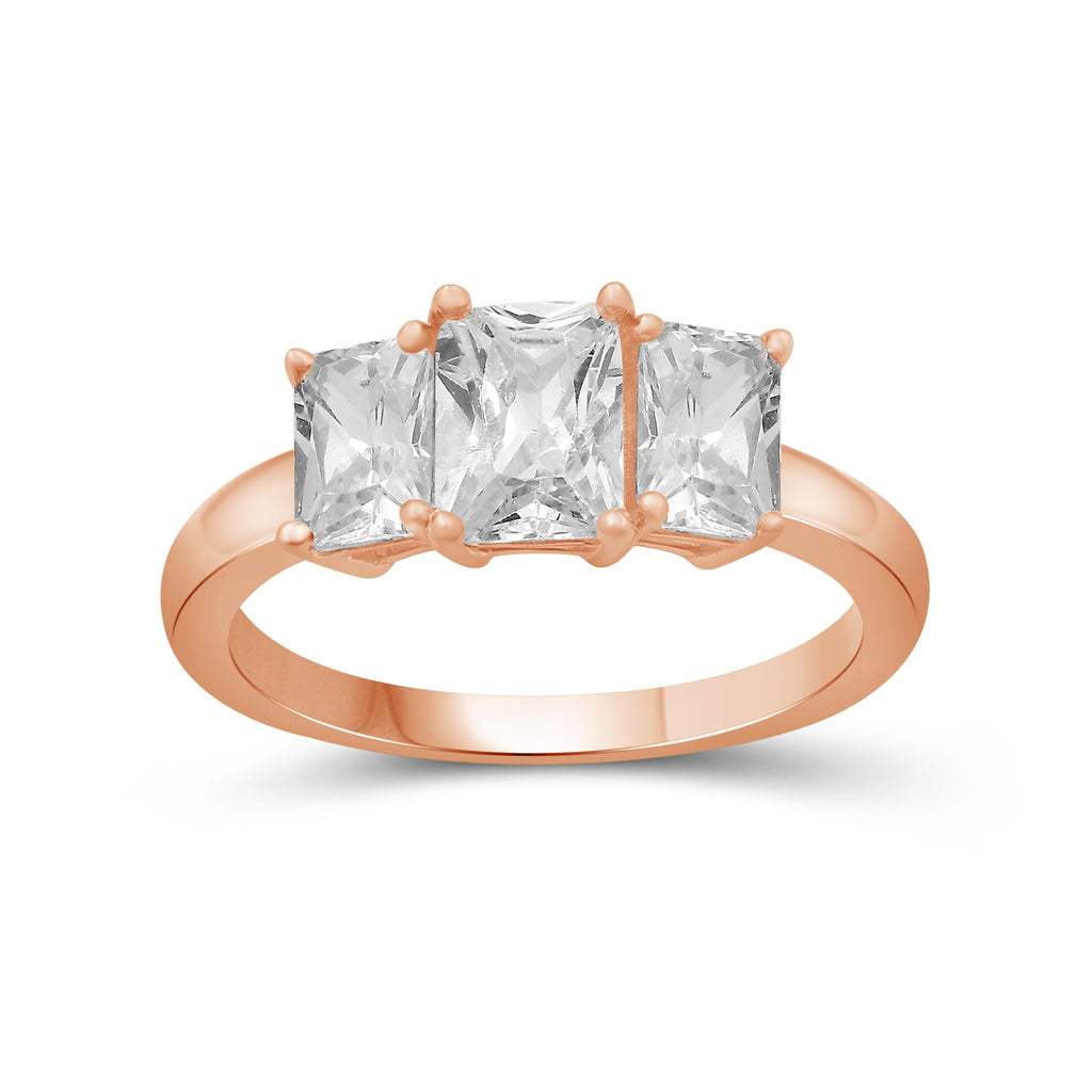 2.00-5.00 Carat T.W. Emerald-cut Lab Grown Diamond (F/VS+) 14K Gold 3 Stone Ring