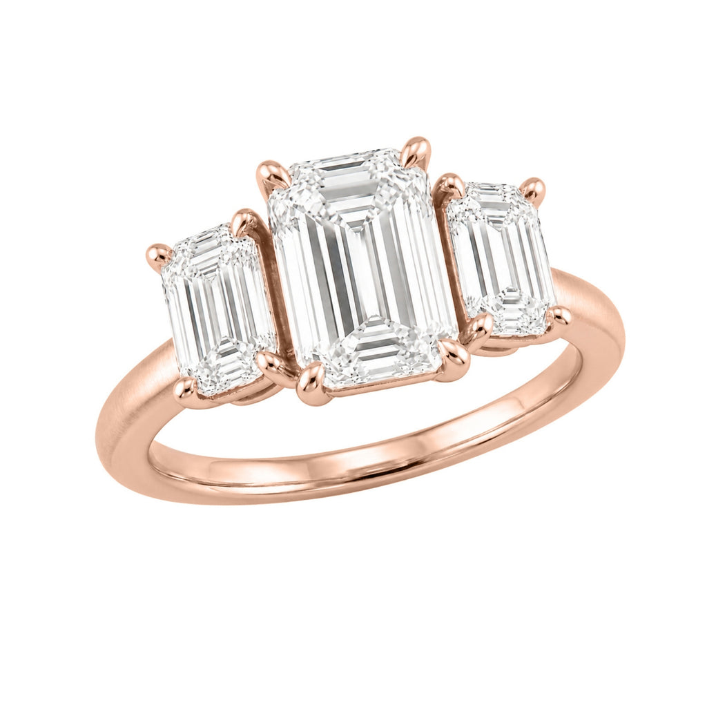 2.00-5.00 Carat T.W. Emerald-cut Lab Grown Diamond (F/VS+) 14K Gold 3 Stone Ring