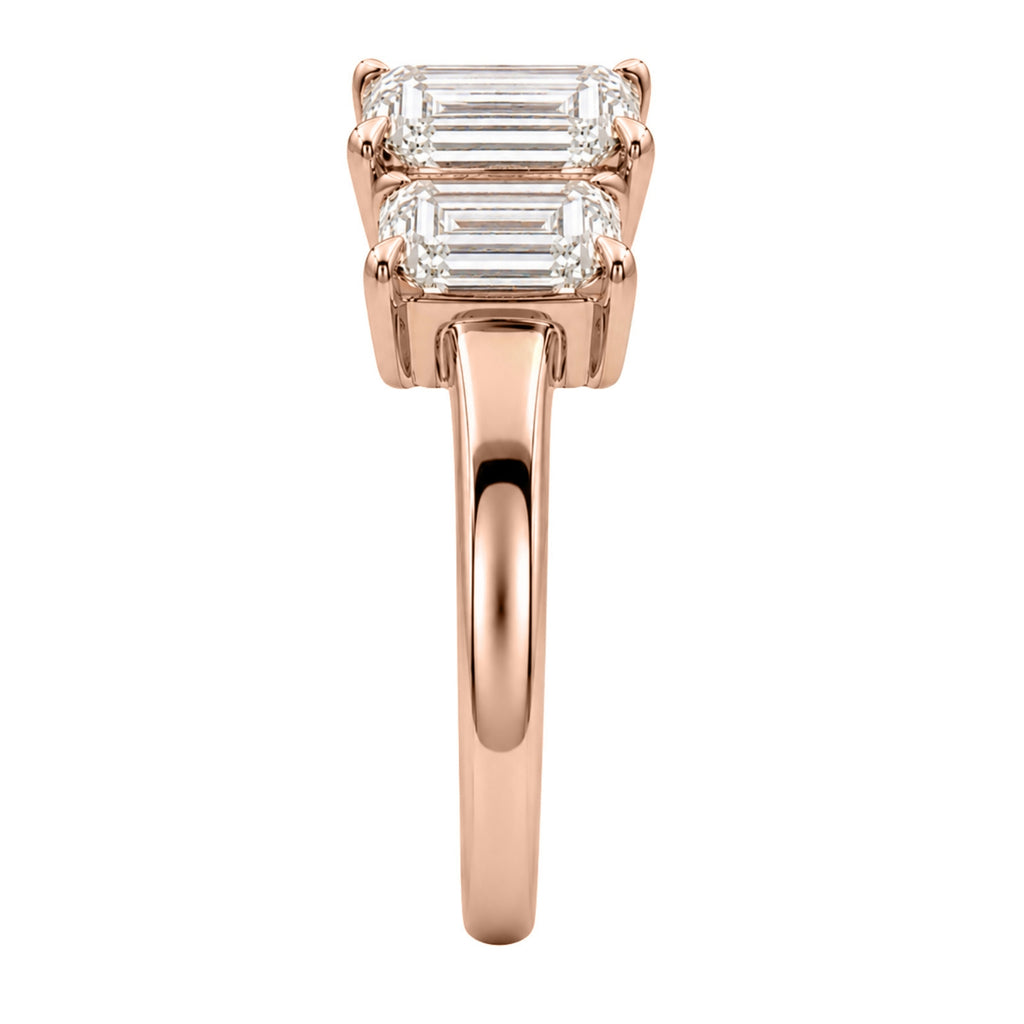 2.00-5.00 Carat T.W. Emerald-cut Lab Grown Diamond (F/VS+) 14K Gold 3 Stone Ring