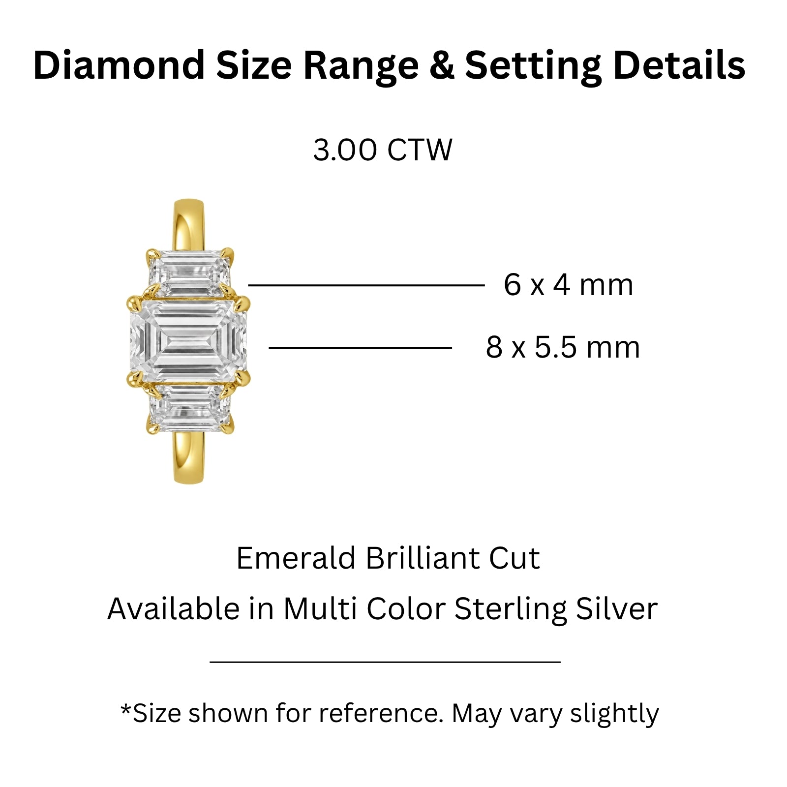 2.00-5.00 Carat T.W. Emerald-cut Lab Grown Diamond (F/VS+) 14K Gold 3 Stone Ring
