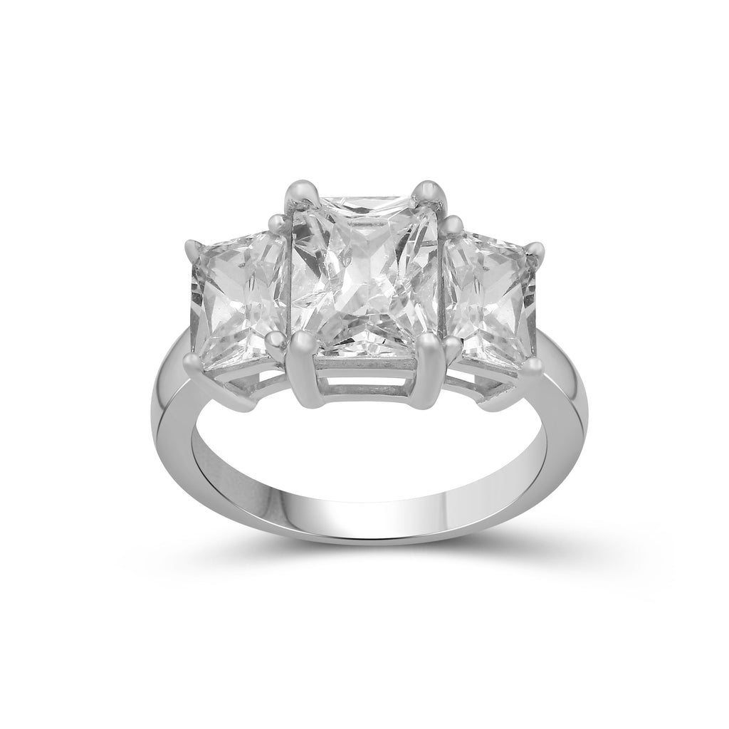 2.00-5.00 Carat T.W. Emerald-cut Lab Grown Diamond (F/VS+) 14K Gold 3 Stone Ring