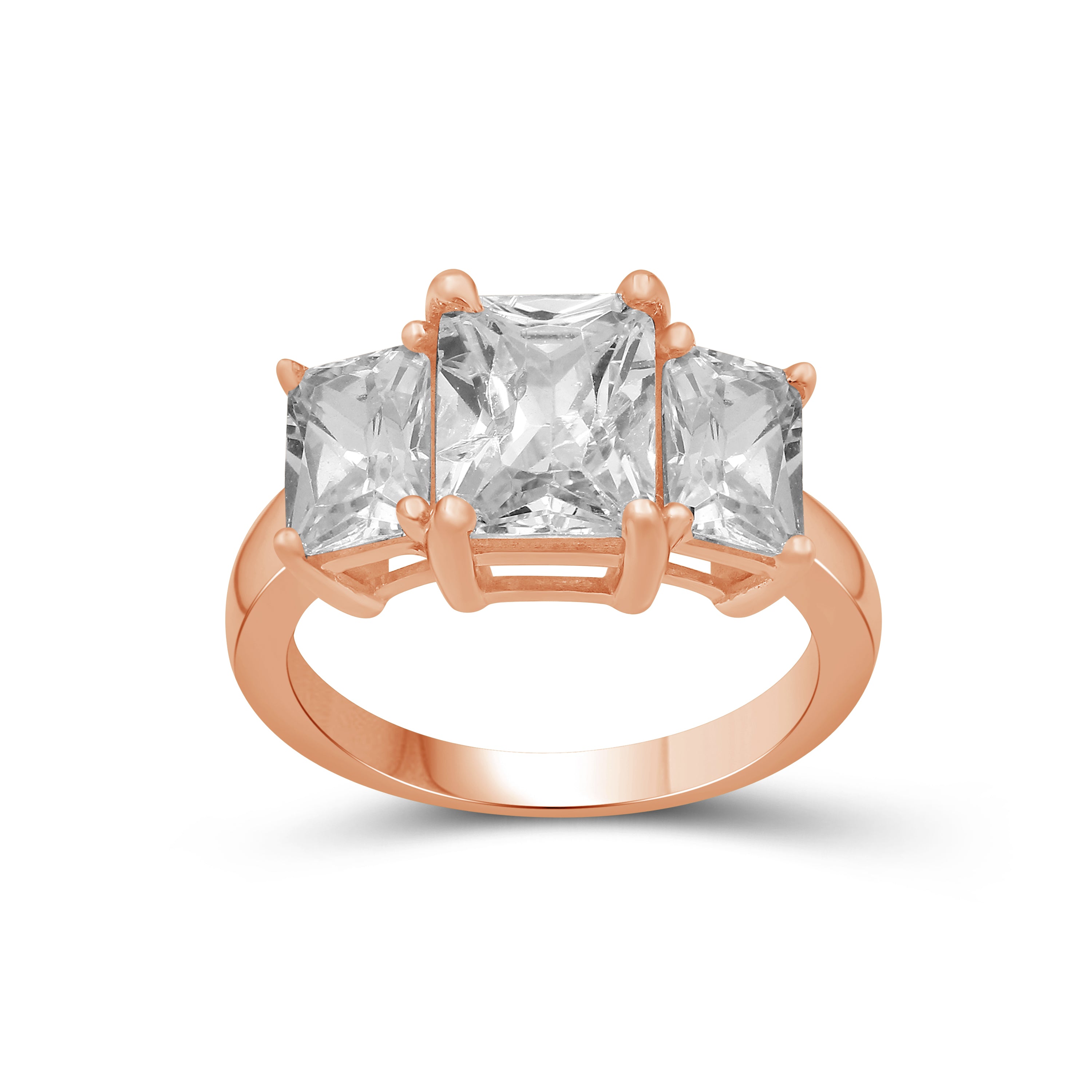 2.00-5.00 Carat T.W. Emerald-cut Lab Grown Diamond (F/VS+) 14K Gold 3 Stone Ring