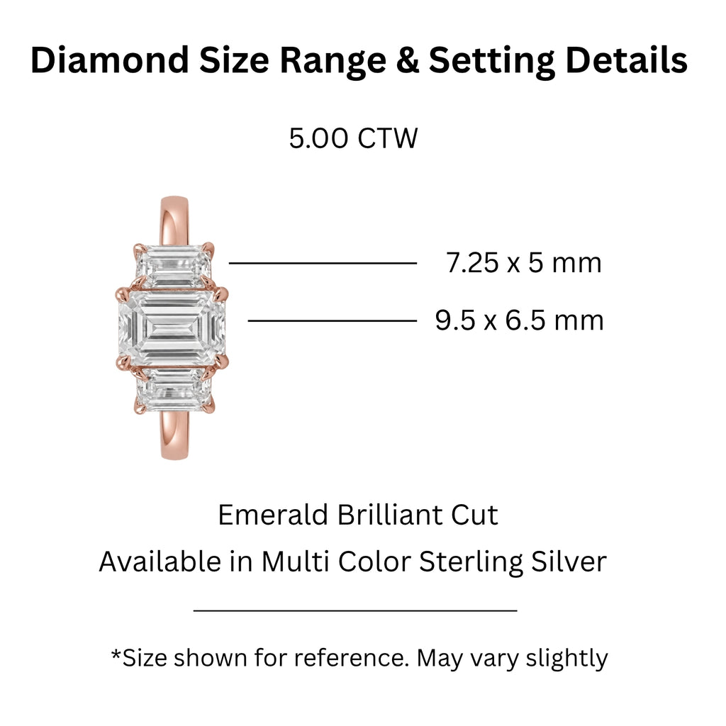 2.00-5.00 Carat T.W. Emerald-cut Lab Grown Diamond (F/VS+) 14K Gold 3 Stone Ring