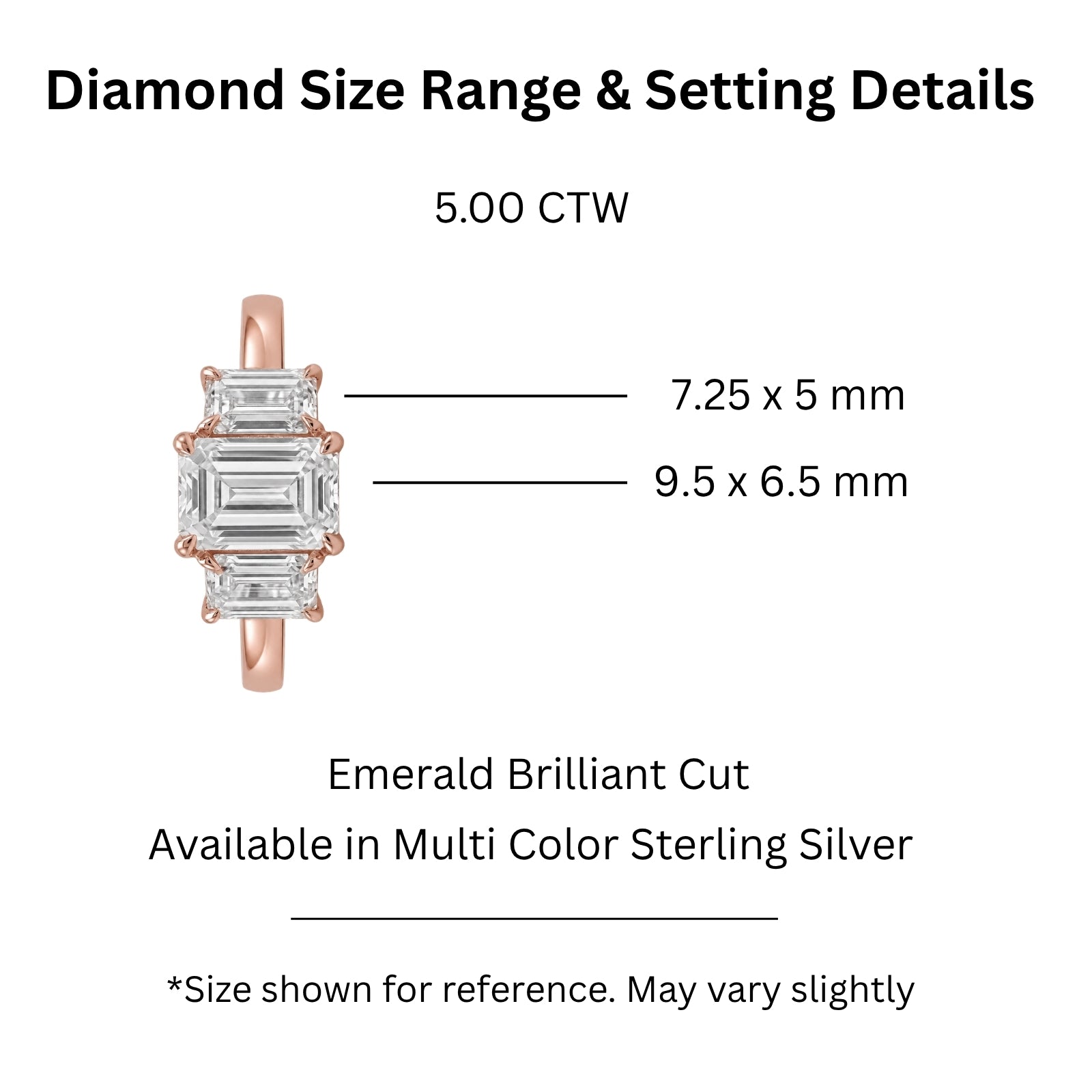 2.00-5.00 Carat T.W. Emerald-cut Lab Grown Diamond (F/VS+) 14K Gold 3 Stone Ring