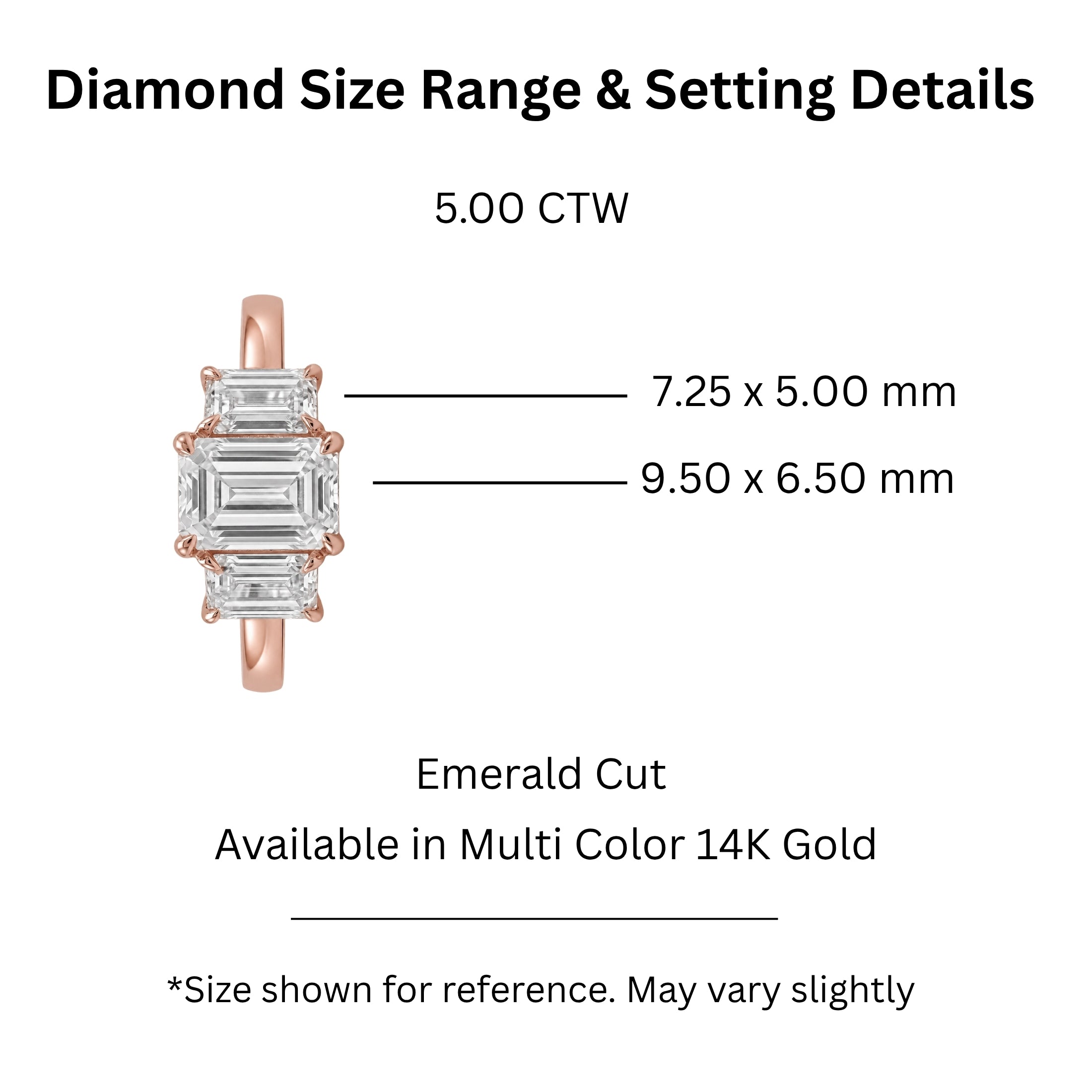 2.00-5.00 Carat T.W. Emerald-cut Lab Grown Diamond (F/VS+) 14K Gold 3 Stone Ring