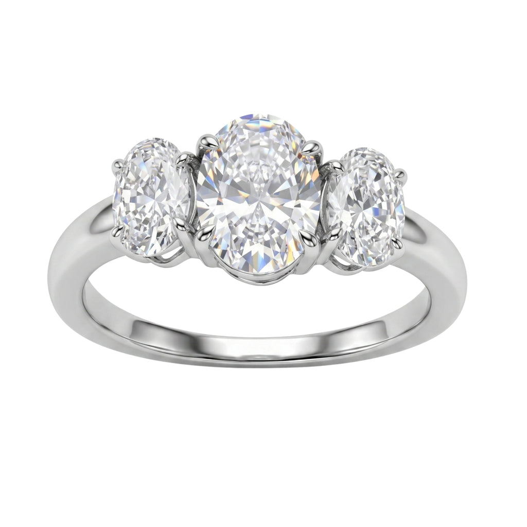 2.00-5.00 Carat T.W. Oval-cut Lab Grown Diamond (F/VS+) 14K Gold 3 Stone Ring