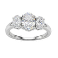 2.00-5.00 Carat T.W. Oval-cut Lab Grown Diamond (F/VS+) 14K Gold 3 Stone Ring