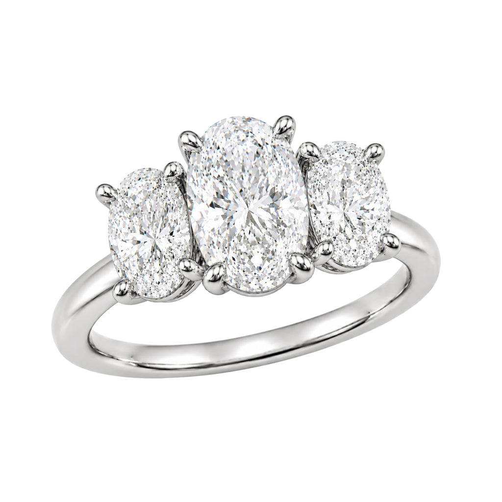 2.00-5.00 Carat T.W. Oval-cut Lab Grown Diamond (F/VS+) 14K Gold 3 Stone Ring